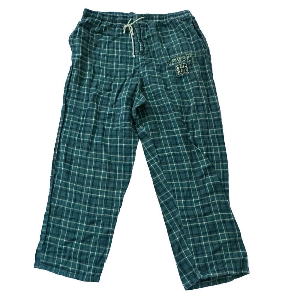 University OF HawaiiPajama Pants Adult 2XLPLaid Green Stretch Size 2XL (34x27)